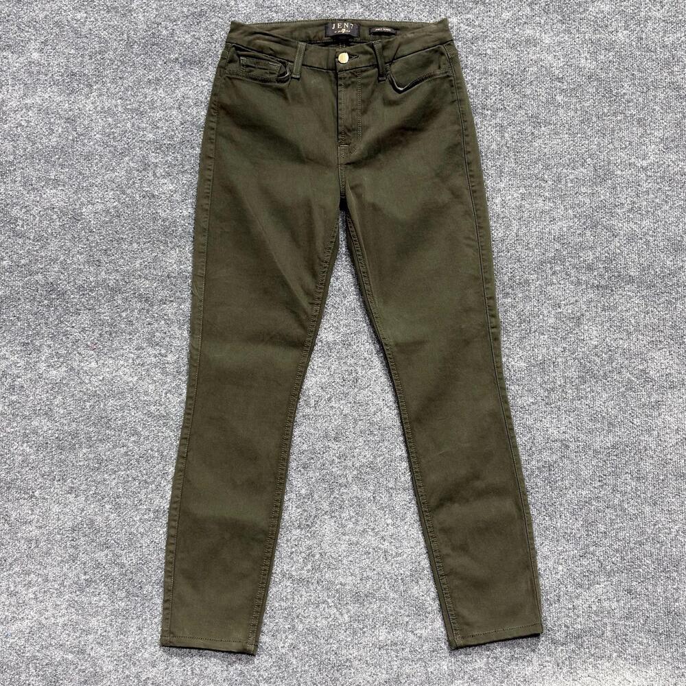 JEN7 Ankle Skinny Jeans Womens 6 Army Green Mid Rise Stretch Denim Slim Fit